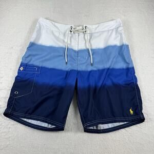 Polo Ralph Lauren Swim Shorts Mens Size 34 Blue Ombre Board Pockets Drawstring